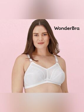 WonderBra, Classic Support Wireless Bra, White, 38D Wirefree Full Coverage